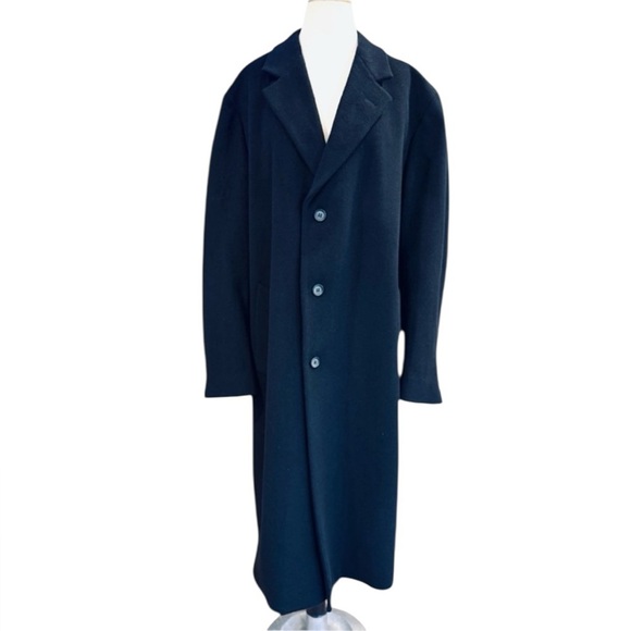 Vintage Oleg Cassini Navy Blue Men’s Wool Overcoat Size Large